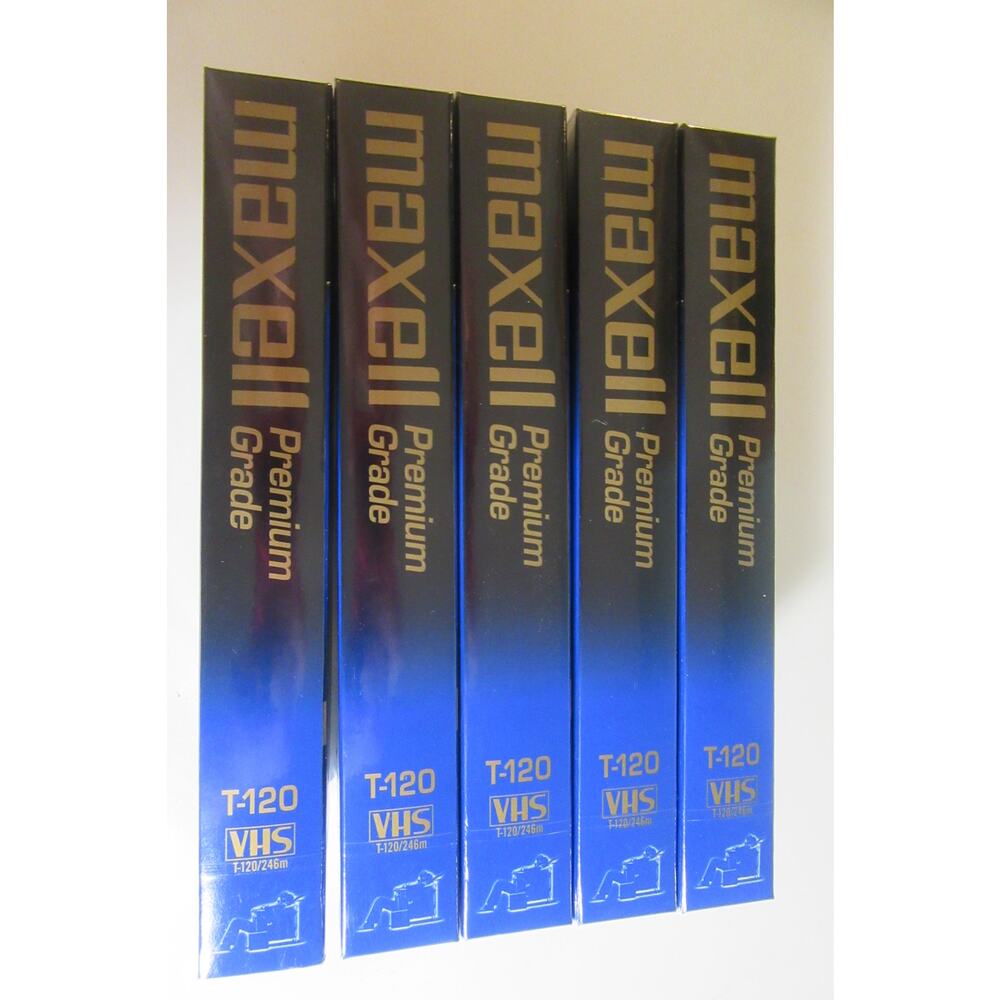 Lot Of 5 Maxell Premium Grade T-120 6 Hour Blank Recordable Videocassettes